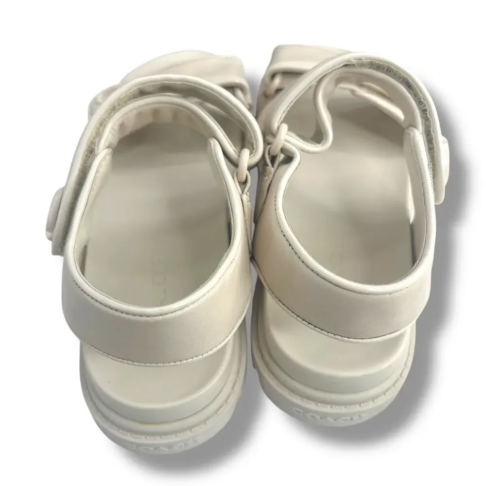 Coach Brynn Platform Buckled Leather Platform Size 5 Ivory White Chunky Flat - Picture 7 of 9